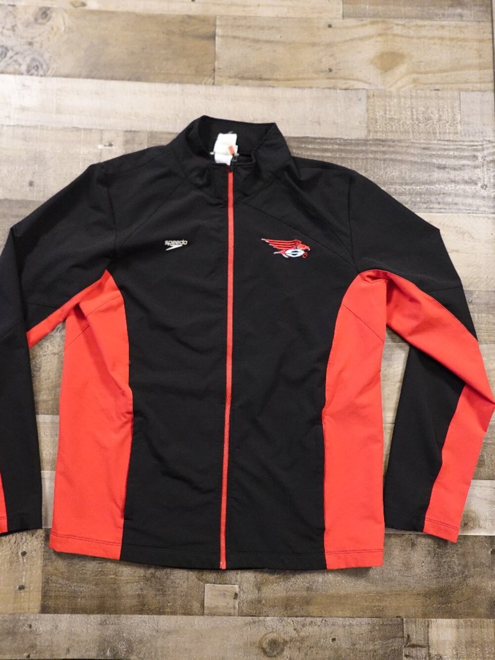 Speedo‎ Full Zip Team Jacket Men’s Large Black Red Athletic Track Swim